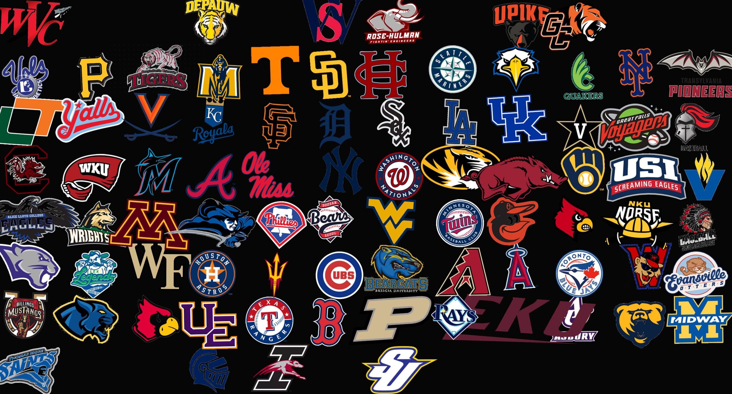 College and pro team logos of programs PPL athletes have reached